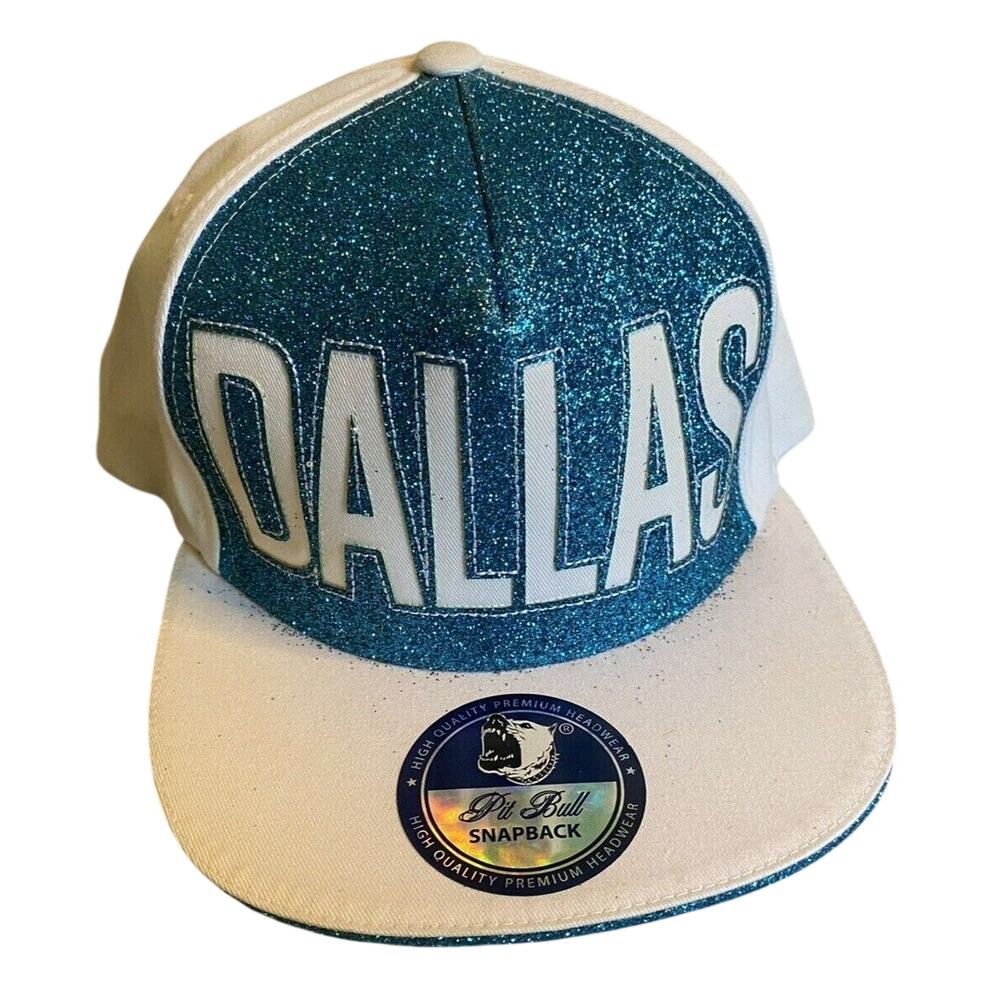 DALLAS blue white glitter Baseball Cap Adjustable Snapback Pit Bull NWT